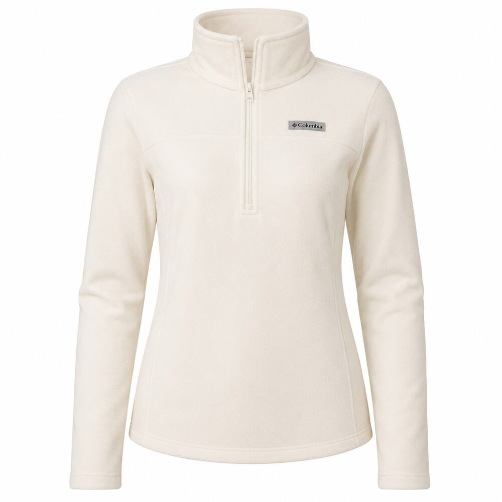 Columbia Womens Fleece Pullover Quarter Zip Jacket Oatmeal Beige Large